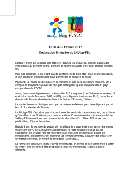 CTSD du 6 février 2017 Déclaration liminaire du SNUipp