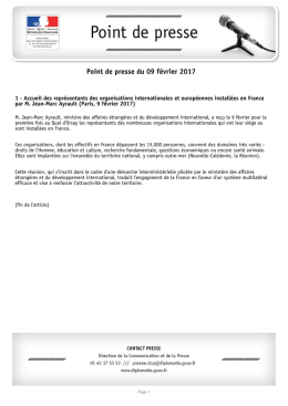 Point de presse du 09 f&eacute;vrier 2017
