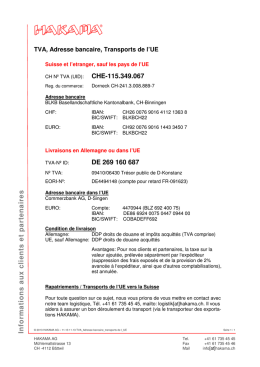TVA, Adresse bancaire, Transports