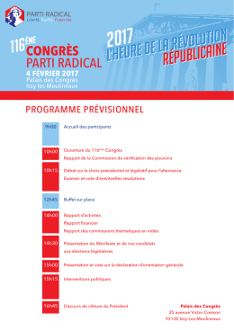Le programme prévisionnel