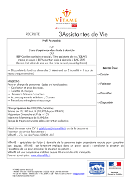 2016 08 23 - AFFICHE RECRUTEMENT - Assistante de vie - Marcq