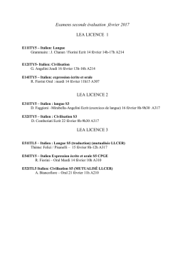 Examens seconde &eacute;valuation f&eacute;vrier 2017 LEA LICENCE 1 LEA