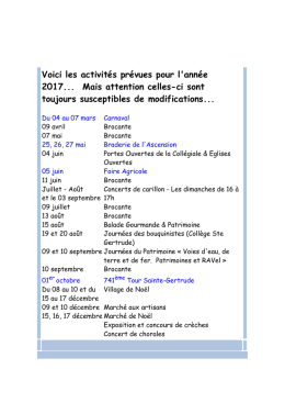 Voici les activités prévues pour l`année 2017... Mais attention celles