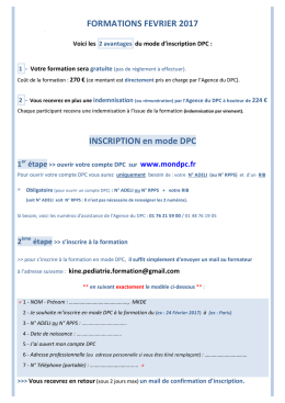 INSCRIPTION en financement personnel