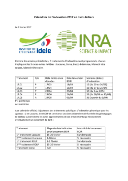 Calendrier indexation ovins lait 2017