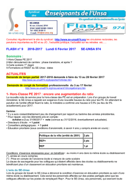 FLASH n&deg; 9 2016-2017 Lundi 6 F&eacute;vrier 2017 SE