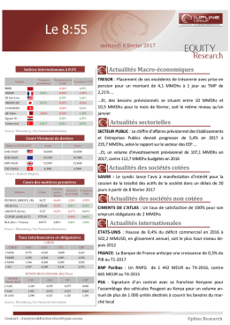 Actualités Macro-économiques Actualités sectorielles Actualités des