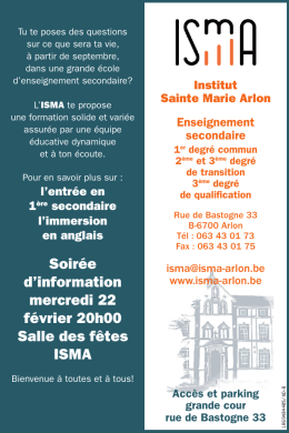 Soirée d`information mercredi 22 février 20h00 Salle