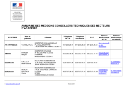 annuaire des medecins conseillers techniques des recteurs d