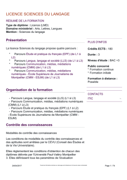 LICENCE SCIENCES DU LANGAGE