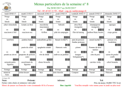 Menus particuliers de la semaine n° 8