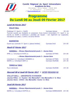calendrier des rencontres