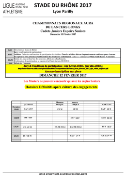 stade du rh&ocirc;ne 2017 - Ligue Auvergne / Rh&ocirc;ne