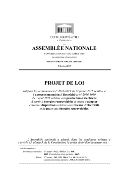 ASSEMBLÉE NATIONALE PROJET DE LOI