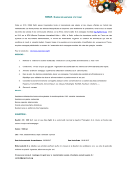Fiche de poste : Chargé.e de projet McDonald`s