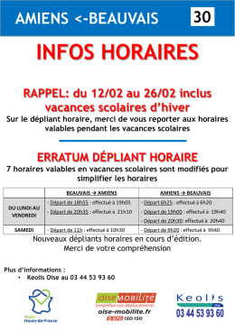 Keolis Oise au 03 44 53 93 60 AMIENS