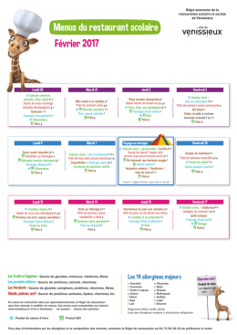 Menus du restaurant scolaire Février 2017