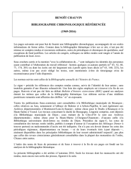 BENOÎT CHAUVIN BIBLIOGRAPHIE CHRONOLOGIQUE