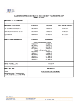 calendrier previsionnel des emissions et traitements - MSA