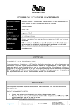 OFFRE DE CONTRAT D`APPRENTISSAGE – QUALITE ET