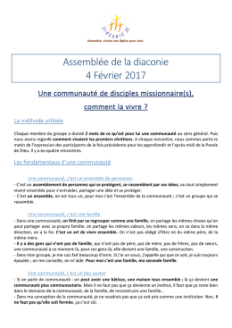 Assembl&eacute;e de la diaconie 4 F&eacute;vrier 2017