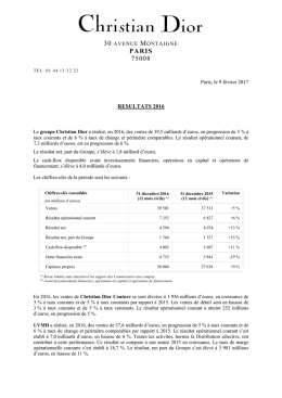 Résultats 2016 - Christian Dior Finance