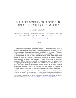 Quelques conseils pour écrire un article scientifique en anglais