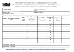 résultats des tests obligatoires pour les officiels de match