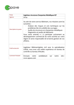 Ing&eacute;nieur structures Charpentes M&eacute;talliques H/F Arras Au sein de