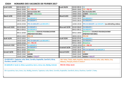 horaires de cours vacances scolaires fevrier 2017
