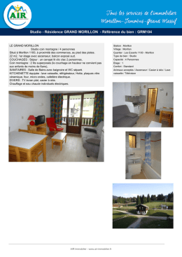 Studio - R&eacute;sidence GRAND MORILLON