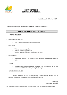 CONVOCATION CONSEIL MUNICIPAL Mardi 14 - Saint