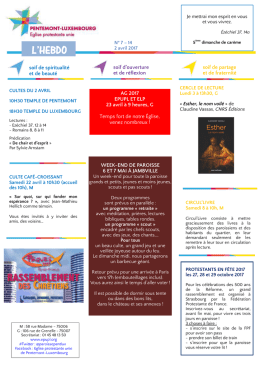 L`HEBDO n&deg; 7-2 - Eglise protestante unie de Pentemont