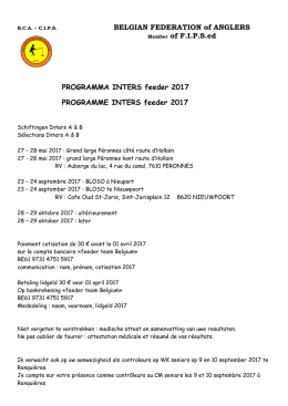 PROGRAMMA INTERS feeder 2017 PROGRAMME