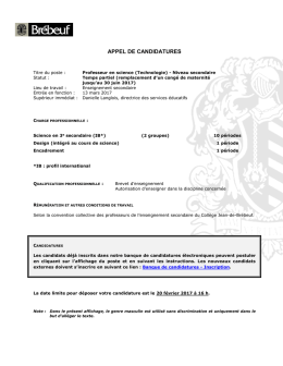 appel de candidatures