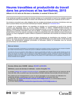 Heures travaill&eacute;es et productivit&eacute; du travail dans les provinces et les