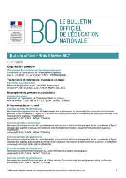 Conseils, comités et commissions - Ministère de l`éducation nationale