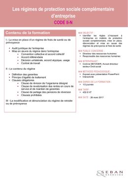 Les régimes de protection sociale complémentaire d`entreprise