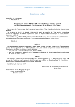 D&eacute;cision du 9 janvier 2017 fixant la r&eacute;mun&eacute;ration du directeur
