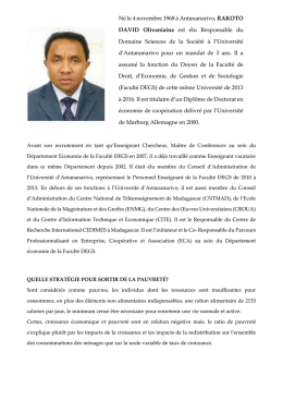 Né le 4 novembre 1968 à Antananarivo, RAKOTO DAVID