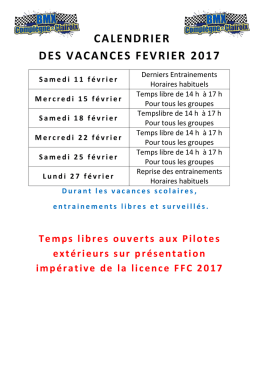 calendrier des vacances fevrier 2017