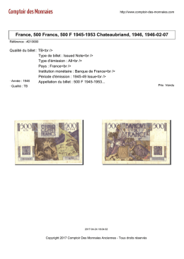 France, 500 Francs, 500 F 1945-1953 Chateaubriand, 1946, 1946