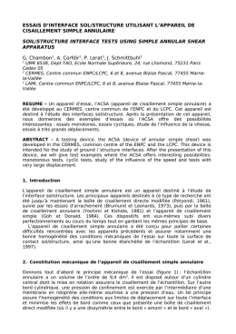 ESSAIS D`INTERFACE SOL/STRUCTURE UTILISANT L`APPAREIL