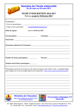 Fiche d`inscription &agrave; la Semaine de l`&eacute;cole maternelle 2017