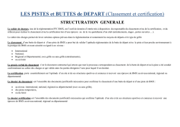 LES PISTES et BUTTES de DEPART (Classement et