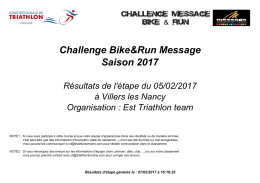 Résultats de l`étape - Ligue Lorraine de Triathlon