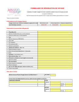 formulaire de r&eacute;servation de voyage