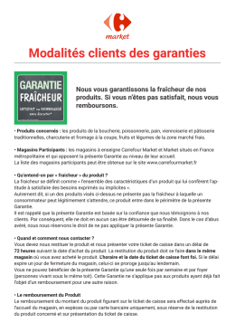 Modalit&eacute;s clients des garanties