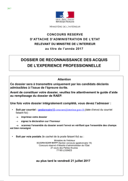dossier de RAEP - Ministère de l`Intérieur
