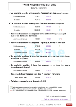 Tarifs acc&egrave;s Bien &ecirc;tre